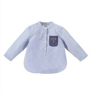 NEW BONHEUR DU JOUR boy's kurta melon stripe shirt in blue and white